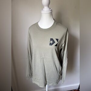 Converse Men's Long Sleeve Shirt in Olive with Star Logo